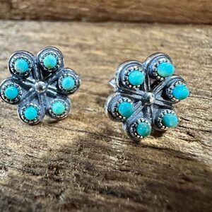Iris Blossom Turquoise Silver Studs